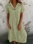Cotton Shirt Collar Casual Dress With No