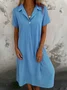 Cotton Shirt Collar Casual Dress With No
