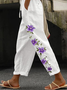 Women's  H-Line Baggy Pants Daily Going Out Pants White Casual Printing Floral Spring/Fall Pants