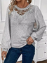 Women Plain Crew Neck Long Sleeve Sexy Daily Spring/Fall Knit Top