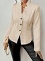 Women Geometric Mock Neck Long Sleeve Vintage Embossed Spring/Fall Daily Blazer Outerwear