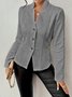Women Geometric Mock Neck Long Sleeve Vintage Embossed Spring/Fall Daily Blazer Outerwear