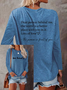 Women Text Letters Crew Neck Cotton-Blend Long Sleeve Casual Daily Spring/Fall Blouse