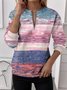Women's Half Zip Sweatshirt Artistic Gradient Pattern Casual Commuter