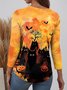 Women Halloween Crew Neck Jersey Long Sleeve Vintage Daily Spring/Fall T-shirt