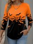 Women Halloween Crew Neck Jersey Long Sleeve Vintage Daily Spring/Fall T-shirt