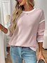 Women Color Block Crew Neck Cotton Long Sleeve Casual Daily Spring/Fall T-shirt