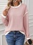 Women Color Block Crew Neck Cotton Long Sleeve Casual Daily Spring/Fall T-shirt