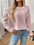 Women Color Block Crew Neck Cotton Long Sleeve Casual Daily Spring/Fall T-shirt