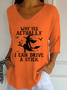 Women's Halloween Print Casual V-Neck T-Shirt