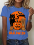 Women Halloween Crew Neck Cotton Short Sleeve Casual Holiday Summer T-shirt