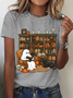 Women's  Retro ghost reading halloween librarian teacher T-Shirt