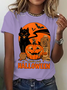 Women Halloween Crew Neck Cotton Short Sleeve Casual Holiday Summer T-shirt