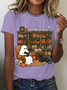 Women's  Retro ghost reading halloween librarian teacher T-Shirt