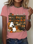 Women's  Retro ghost reading halloween librarian teacher T-Shirt