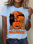 Women Halloween Crew Neck Cotton Short Sleeve Casual Holiday Summer T-shirt