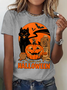 Women Halloween Crew Neck Cotton Short Sleeve Casual Holiday Summer T-shirt