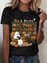 Women's  Retro ghost reading halloween librarian teacher T-Shirt