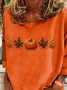 Women's Long Sleeve T-shirt Spring/Fall Orange Halloween (pumpkin) Printing Crew Neck Daily Going Out Casual Top