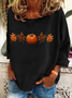 Women's Long Sleeve T-shirt Spring/Fall Orange Halloween (pumpkin) Printing Crew Neck Daily Going Out Casual Top