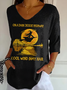 Women Halloween V Neck Three Quarter Sleeve Casual Daily Spring/Fall T-shirt