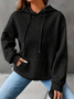 Women's Waffle Casual Long Sleeve Hooded Sweatshirt