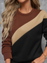 Women Multicolor Block Crew Neck Long Sleeve Casual Daily Spring/Fall Sweatshirt