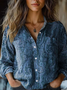 Women Paisley Shawl Collar Long Sleeve Vintage Daily Spring/Fall Shirt