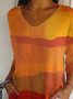 Women's Three Quarter Sleeve T-shirt Spring/Fall Orange Halloween Printing V Neck Daily Going Out Casual Top