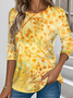 Women Floral Crew Neck Jersey Long Sleeve Casual Daily Spring/Fall T-shirt