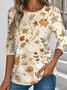 Women Floral Crew Neck Jersey Long Sleeve Casual Daily Spring/Fall T-shirt
