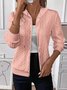Women Plain Hoodie Bomber Jacket Long Sleeve Vintage Jacquard Spring/Fall Daily Jacket Outerwear