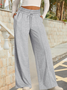 Women Plain Casual Split Joint Pant Daily Spring/Fall Wide Leg Pants