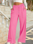 Women Plain Casual Split Joint Pant Daily Spring/Fall Wide Leg Pants