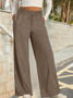 Women Plain Casual Split Joint Pant Daily Spring/Fall Wide Leg Pants