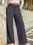 Women Plain Casual Split Joint Pant Daily Spring/Fall Wide Leg Pants