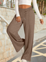 Women Plain Casual Split Joint Pant Daily Spring/Fall Wide Leg Pants