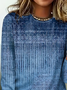 Women's Long Sleeve T-shirt Spring/Fall Blue Abstract Printing Jersey Crew Neck Daily Going Out Casual Top