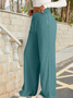 Women Plain Casual Split Joint Pant Daily Spring/Fall Wide Leg Pants