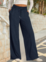Women Plain Casual Split Joint Pant Daily Spring/Fall Wide Leg Pants