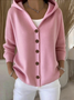 Women Plain Hoodie Cotton Long Sleeve Casual Daily Spring/Fall Cardigan