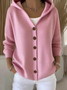 Women Plain Hoodie Cotton Long Sleeve Casual Daily Spring/Fall Cardigan