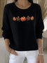 Women Plants Crew Neck Cotton Long Sleeve Vintage Holiday Spring/Fall Sweater
