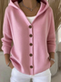 Women Plain Hoodie Cotton Long Sleeve Casual Daily Spring/Fall Cardigan