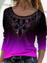 Women Ombre Crew Neck Jersey Long Sleeve Casual Daily Spring/Fall T-shirt