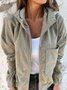 Women Plain Cotton Stand Collar Bomber Jacket Long Sleeve Vintage Split Joint Spring/Fall Daily Jacket Outerwear