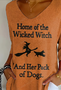 Women's Retro Home Of The Wicked Witch And Her Pack Of Dogs Print Shirt