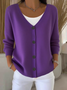 Women's Casual V-Neck Button Long Sleeve Cardigan
