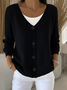 Women's Casual V-Neck Button Long Sleeve Cardigan