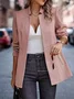 Women Geometric Shawl Collar Tweed Jacket Long Sleeve Casual Split Joint Spring/Fall Daily Jacket Outerwear